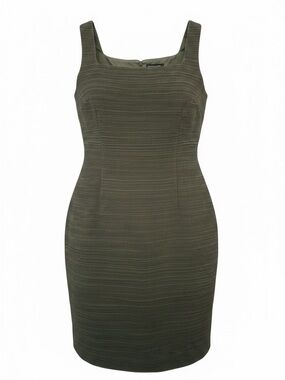 Talbots black sleeveless Square-Neck Midi Sheath Dress-16-ribbed knit fabric